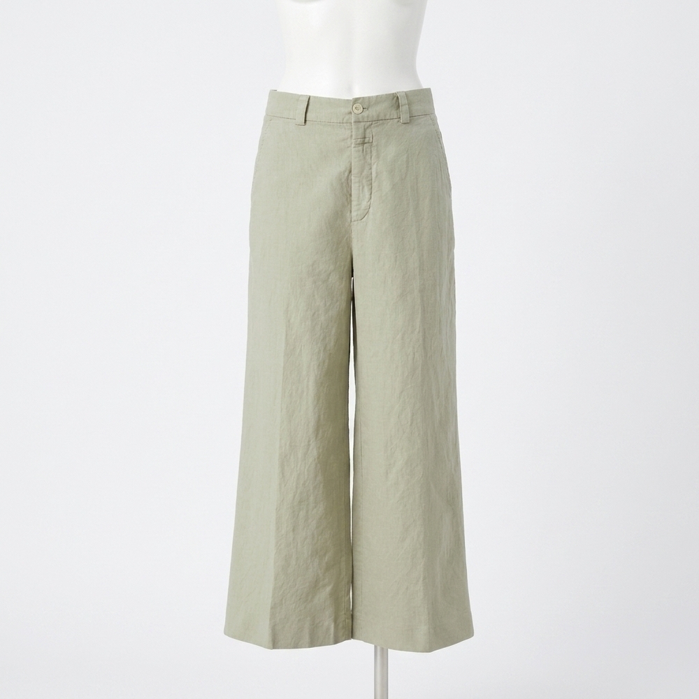 NEW CLOSED women's barton cotton linen pants in light moss green
